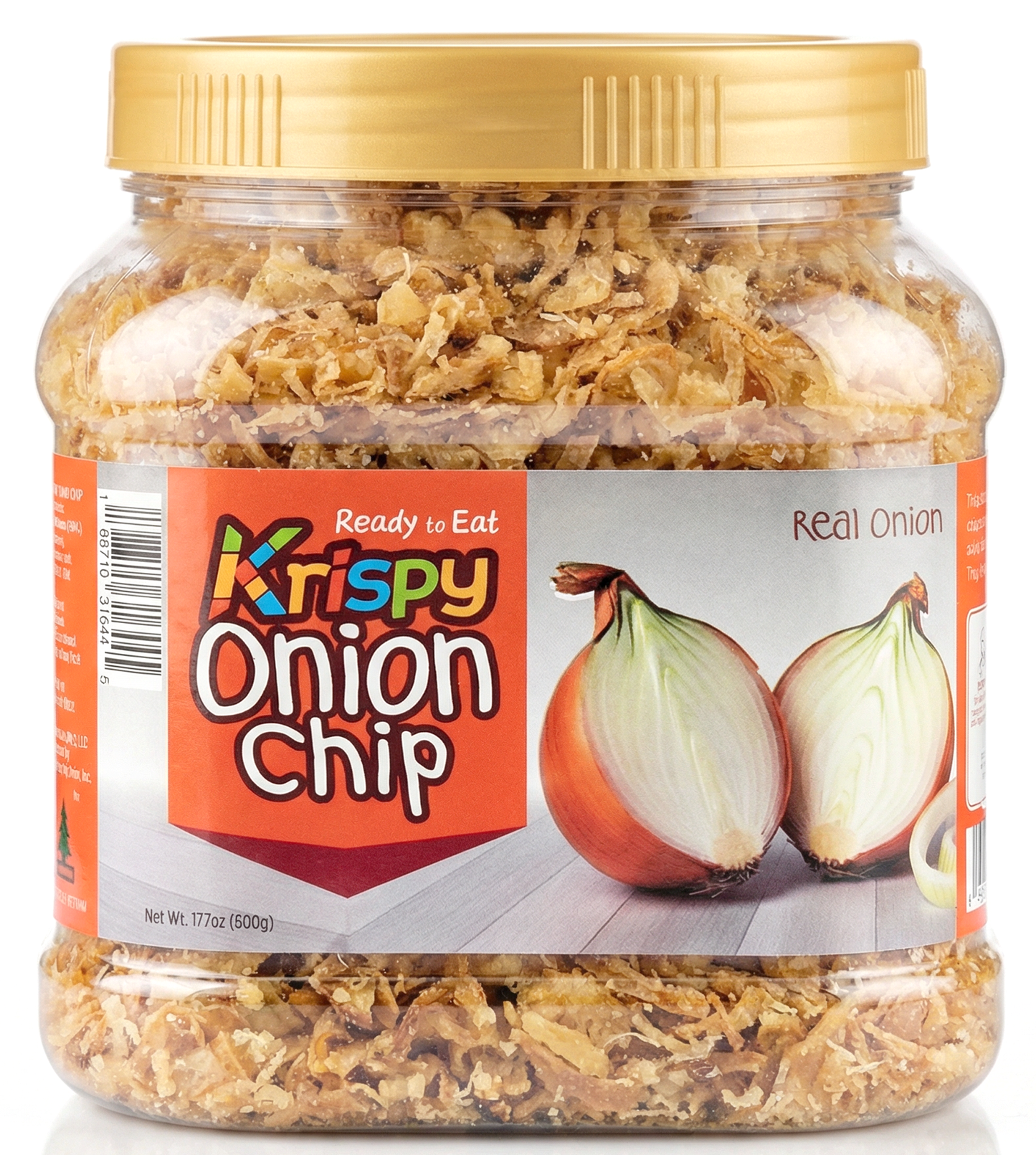 Krispy Onion Chips (Large 17.7oz/500g Jar) - Crispy Fried Onion Flakes, 100% Real Onion Slices for Topping Pasta, Steak, Salads, Pizza & Ramen | The Ultimate Savory Snack & Cooking Ingredient